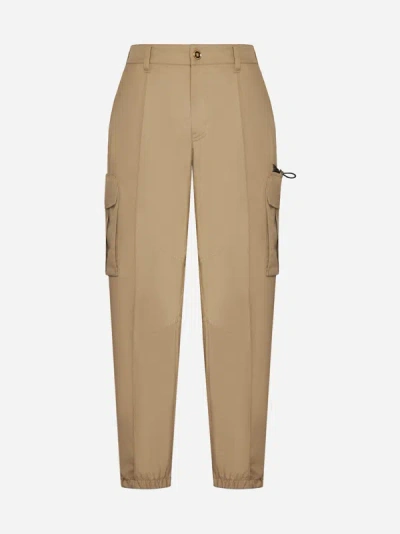 Shop Versace Cotton Cargo Trousers In Sand