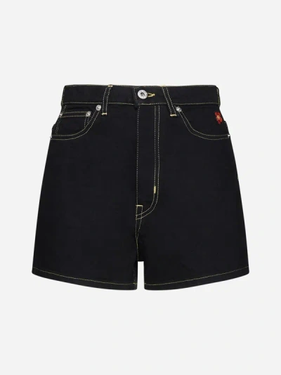 Shop Kenzo Denim Shorts In Black