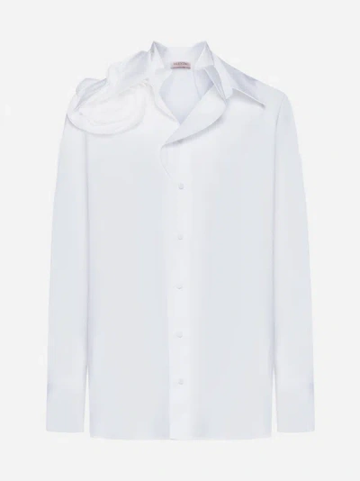 Shop Valentino Cotton Shirt In Optic White