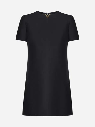 Shop Valentino Wool And Silk Mini Dress In Black