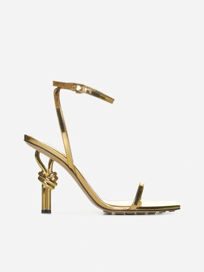Shop Bottega Veneta Knot Leather Sandals In Gold