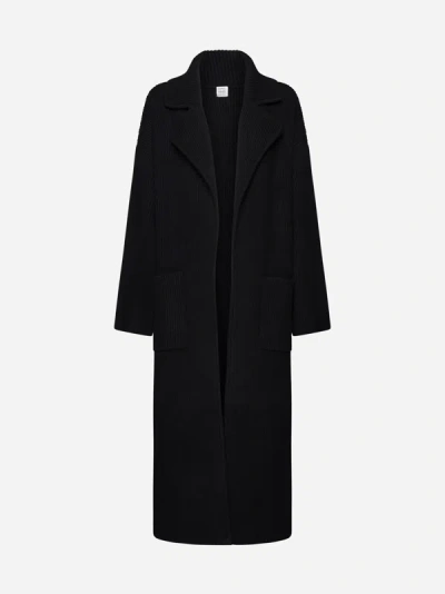 Shop Totême Wool-blend Knit Cardi-coat In Black