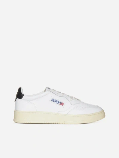 Shop Autry Medalist Leather Sneakers In White,black