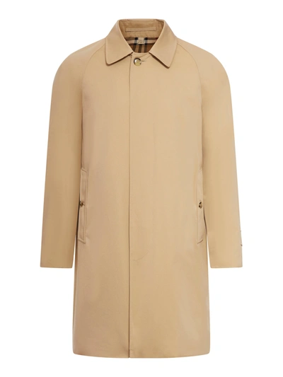 Shop Burberry Camden Trench Coat With Cotton In Nude & Neutrals