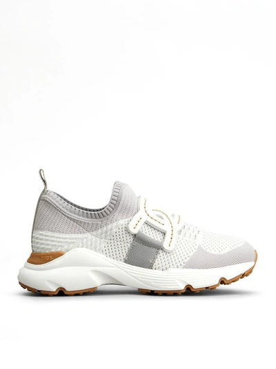 Tod's Leather-trimmed Stretch-knit Slip-on Sneakers In White