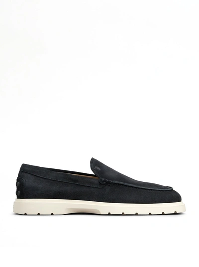 Shop Tod's Suede Moccasin Slipper In Blue