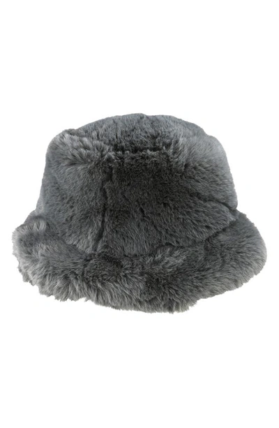 Shop Kurt Geiger London Faux Fur Bucket Hat In Grey