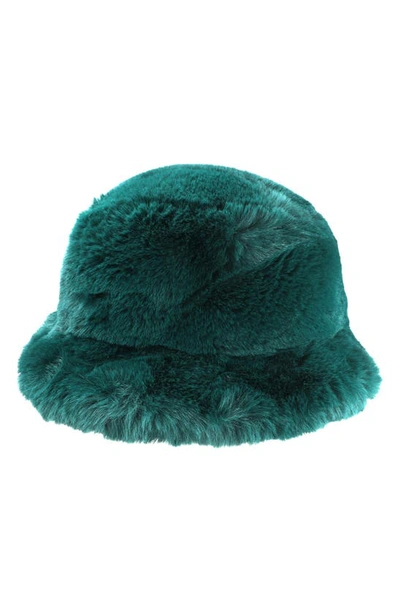 Shop Kurt Geiger Faux Fur Bucket Hat In Dark Green