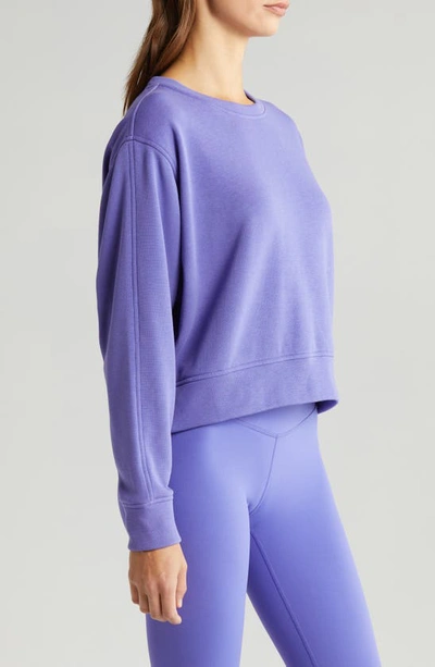 Shop Zella Amazing Lite Cali Crewneck Sweatshirt In Purple Opulence