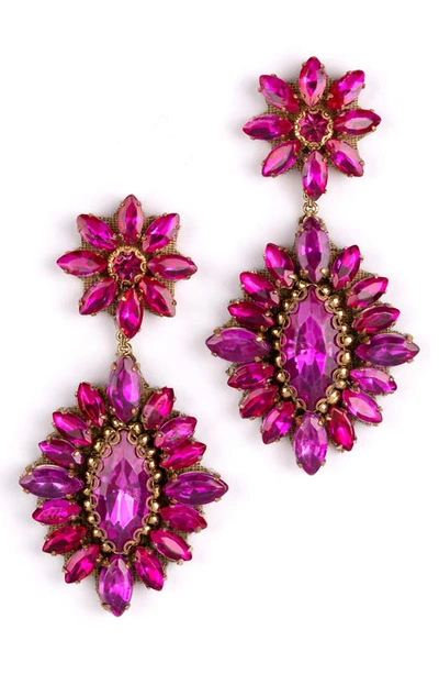 Shop Deepa Gurnani Alianah Crystal Drop Earrings In Fuchsia