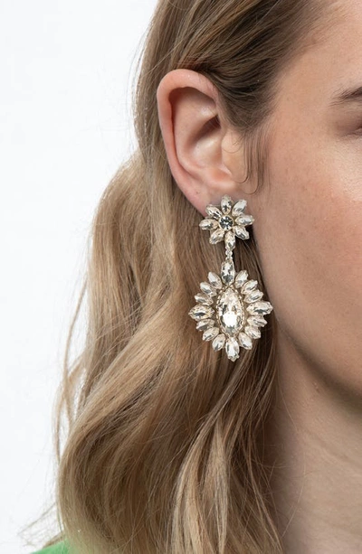 Deepa Gurnani Alianah Crystal Drop Earrings In Silver