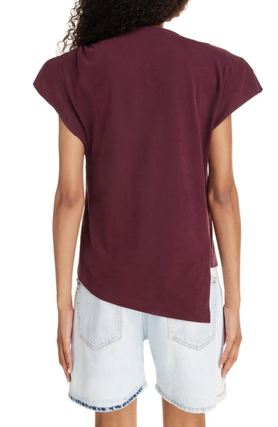 Shop Isabel Marant Sebani Gathered Shoulder Cotton T-shirt In Plum