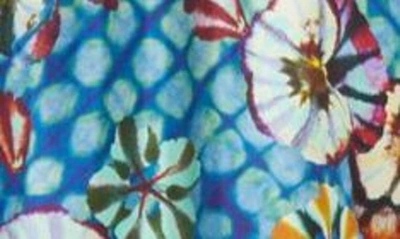 Shop Ulla Johnson Scarlett Floral Shibori Mixed Print Silk Midi Dress In Azul