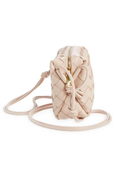 Shop Bottega Veneta Small Intrecciato Leather Crossbody Bag In Lotus/ Gold