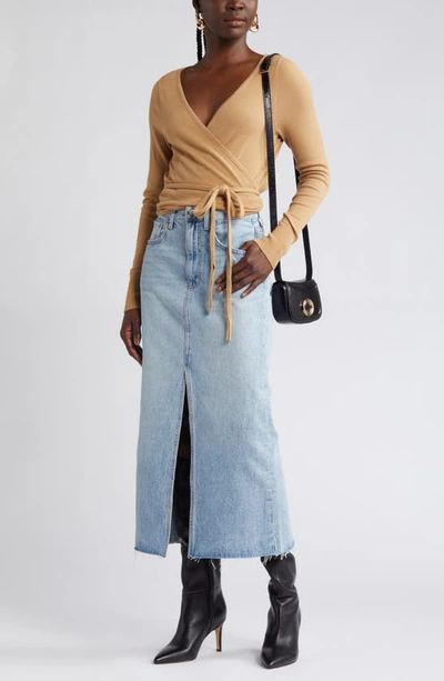 Open Edit Wrap Sweater In Tan Cartouche