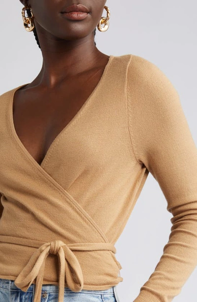 Open Edit Wrap Sweater In Tan Cartouche