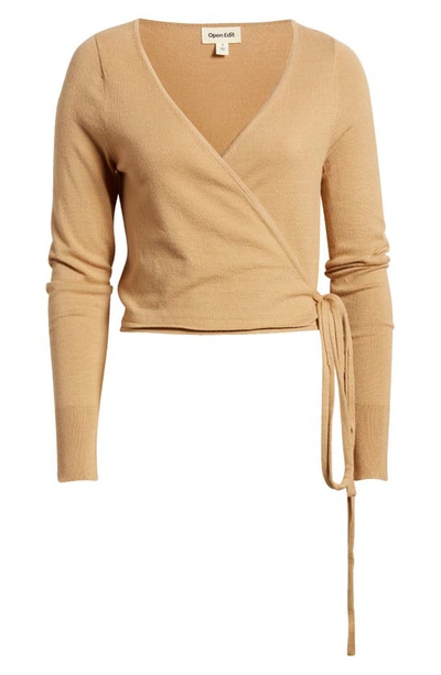Open Edit Wrap Sweater In Tan Cartouche