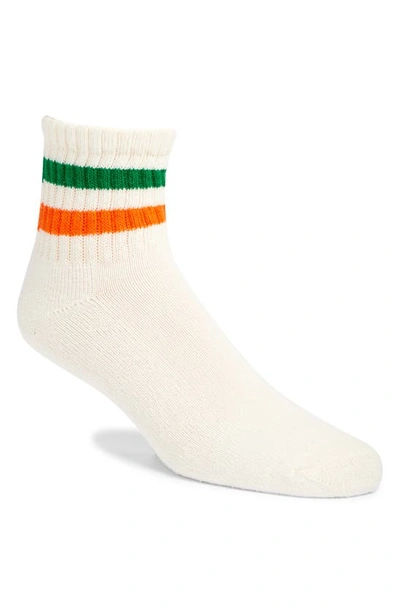 Shop American Trench Retro Stripe Quarter Crew Socks In Orange/ Kelly