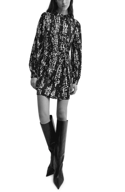 Shop Mango Cole Print Long Sleeve Minidress In Black