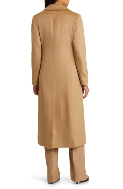 Shop Fleurette Leo Double Breasted Longline Cashmere Coat In Camel