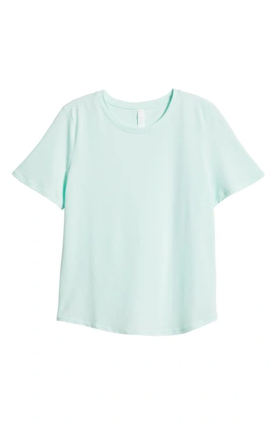 Shop Zella Motivate Perforated Crewneck T-shirt In Green Glimmer