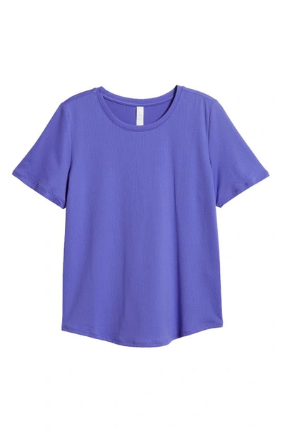 Shop Zella Motivate Perforated Crewneck T-shirt In Purple Opulence