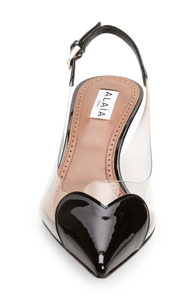 Shop Alaïa Love Heart Kitten Heel Slingback Pump In Black