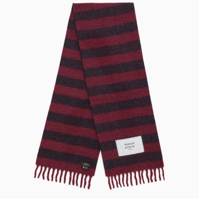 Shop Maison Kitsuné | Striped Wool Scarf In Red