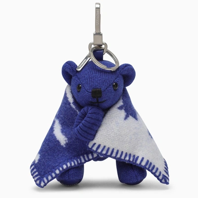 Shop Burberry Charm Thomas Bear With Blanket In Wool In White
