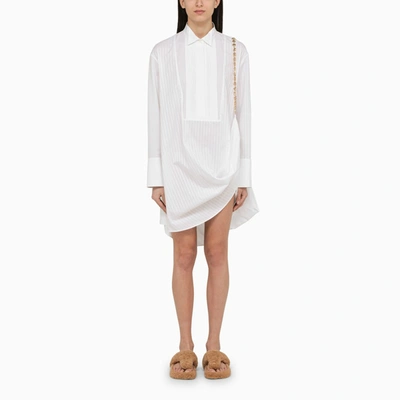 Shop Loewe | White Cotton Shirt Dress In Orange