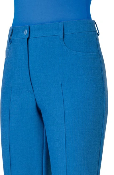 Shop Akris Punto Faye Pintuck Pebble Crepe Bootcut Pants In Medium Blue