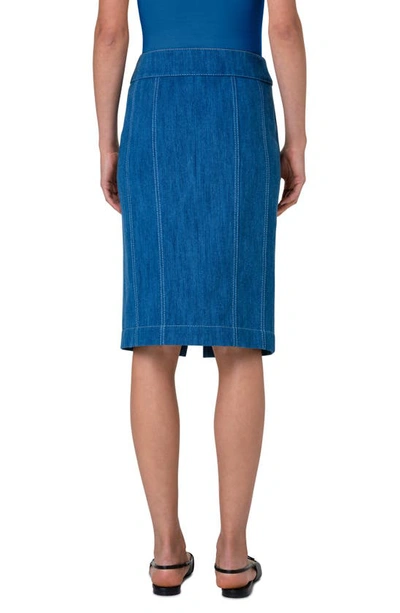 Shop Akris Punto Denim Pencil Skirt In Medium Blue Denim