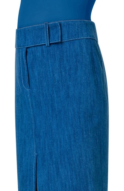 Shop Akris Punto Denim Pencil Skirt In Medium Blue Denim