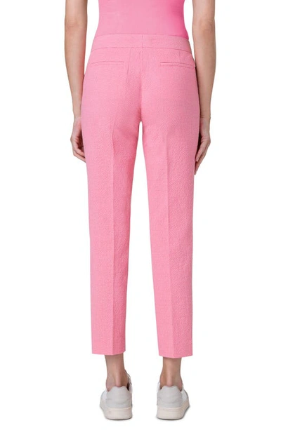Shop Akris Punto Frankie Stretch Seersucker Crop Pants In Flamingo