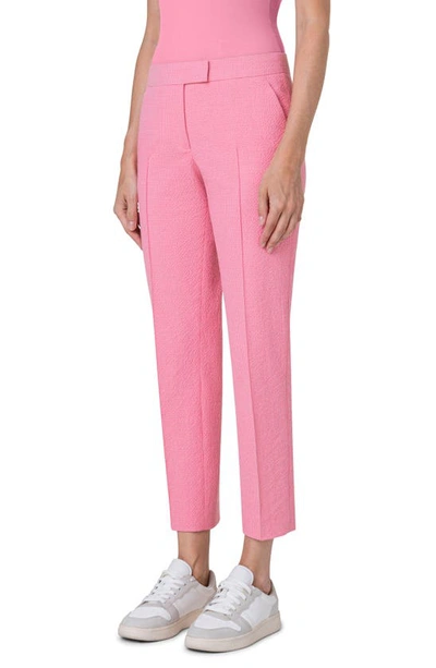 Shop Akris Punto Frankie Stretch Seersucker Crop Pants In Flamingo