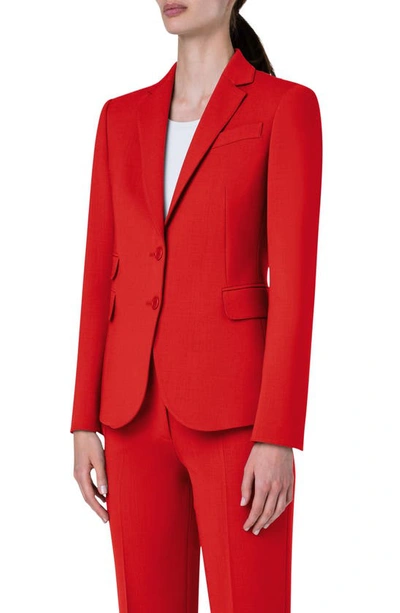 Akris Punto Crepe Single-breasted Blazer Jacket In Red