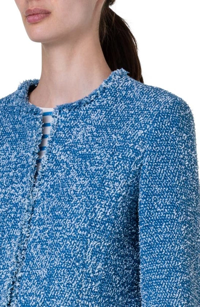 Shop Akris Punto Stretch Cotton Tweed Jacket In Medium Blue Denim