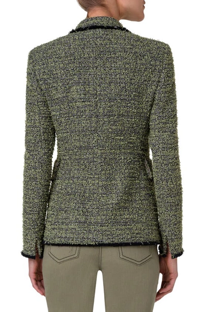 Shop Akris Punto Cotton Blend Tweed Blazer In Sage-black