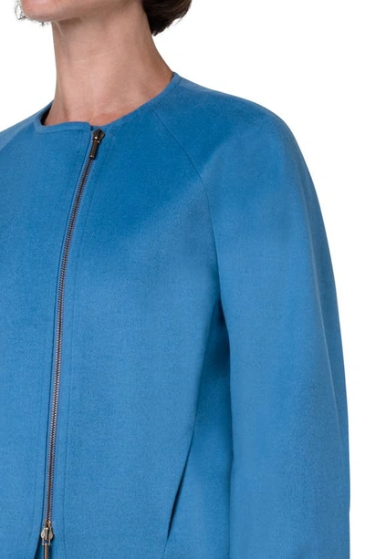 Shop Akris Punto Virgin Wool & Cashmere Jacket In Medium Blue Denim