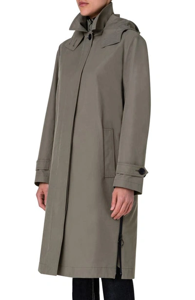 Shop Akris Punto Cotton Blend Hooded Coat In Sage