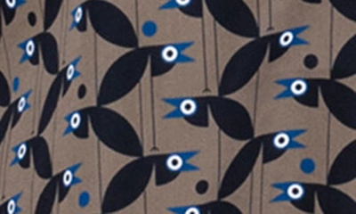 Shop Akris Punto Abstract Bird Print Cotton Sateen Button-up Shirt In Sage-black