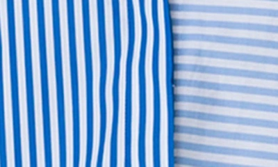 Shop Akris Punto Mixed Directional Stripe Cotton Poplin Button-up Shirt In Ink-sky-cream