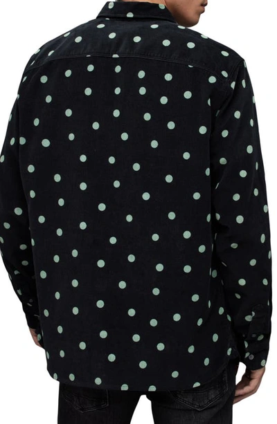 Shop Allsaints Ocular Polka Dot Corduroy Button-up Shirt In Black