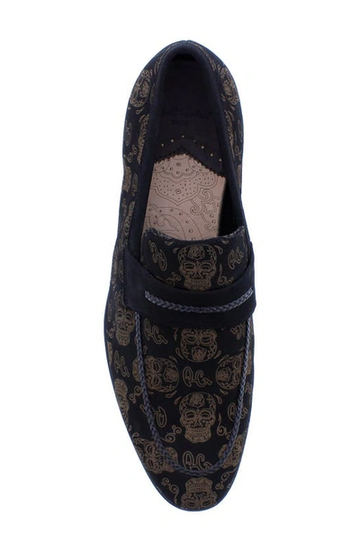 Shop Robert Graham Stelvio Skull Embossed Loafer In Black