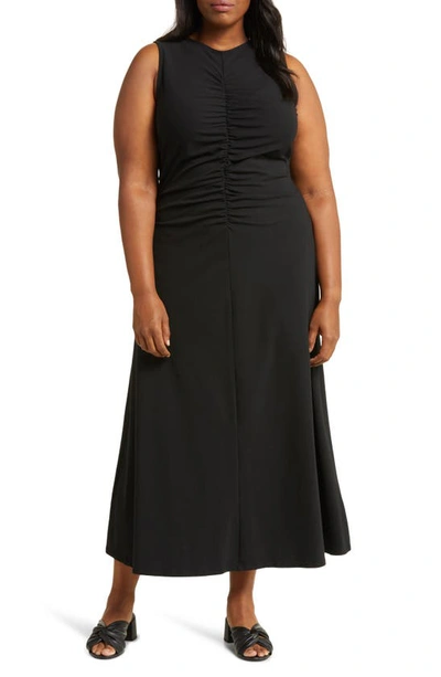 Shop Nordstrom Ruched Front Knit Dress In Black