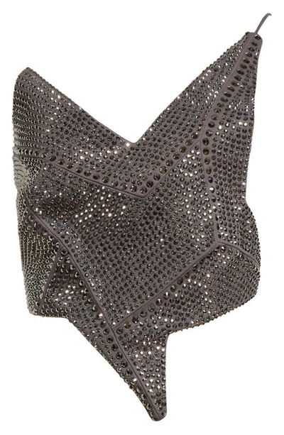 Shop Area Star Asymmetric Crystal Embellished Crop Top In Charcoal