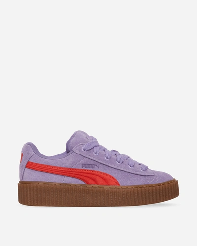 Shop Puma Fenty Creeper Phatty Sneakers Lavender Alert / Burnt Red In Multicolor