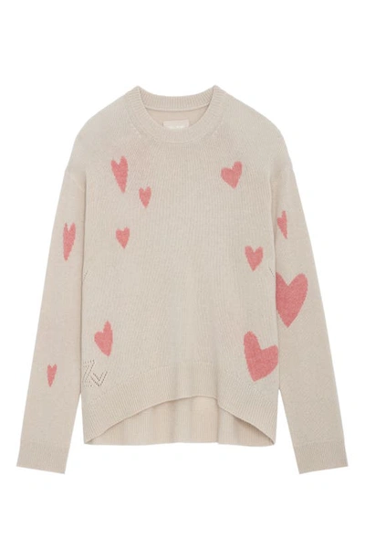 Shop Zadig & Voltaire Markus Heart Jacquard Cashmere Sweater In Judo