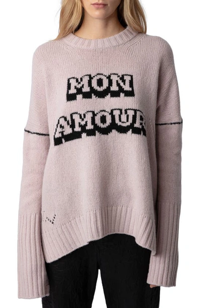 Shop Zadig & Voltaire Mon Amour Merino Wool Sweater In Primerose