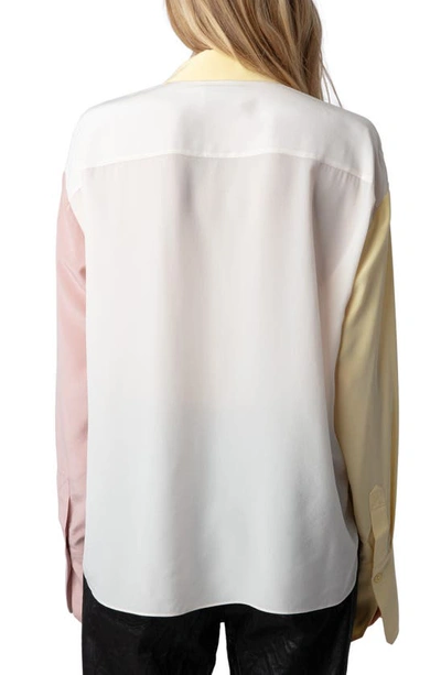 Shop Zadig & Voltaire Tyrone Colorblock Silk Crêpe De Chine Button-up Shirt In Petale